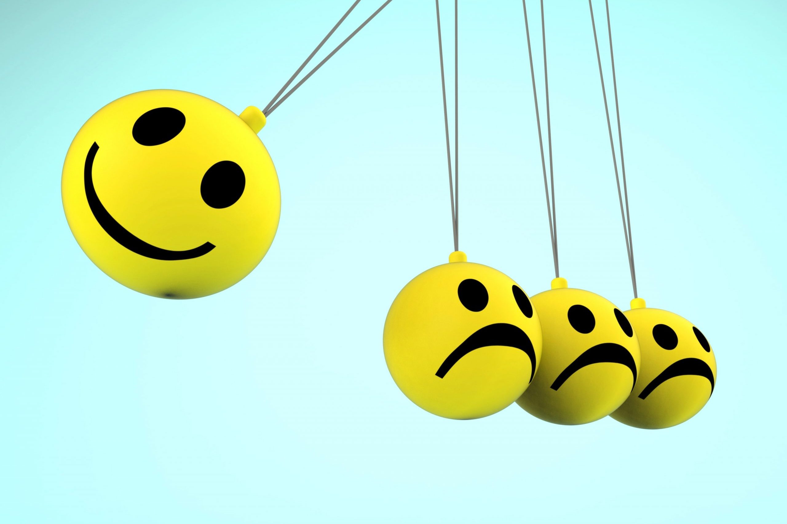 Drei negative Emojis und ein großes, lachendes Emoji. Die Kraft negativer Emotionen.