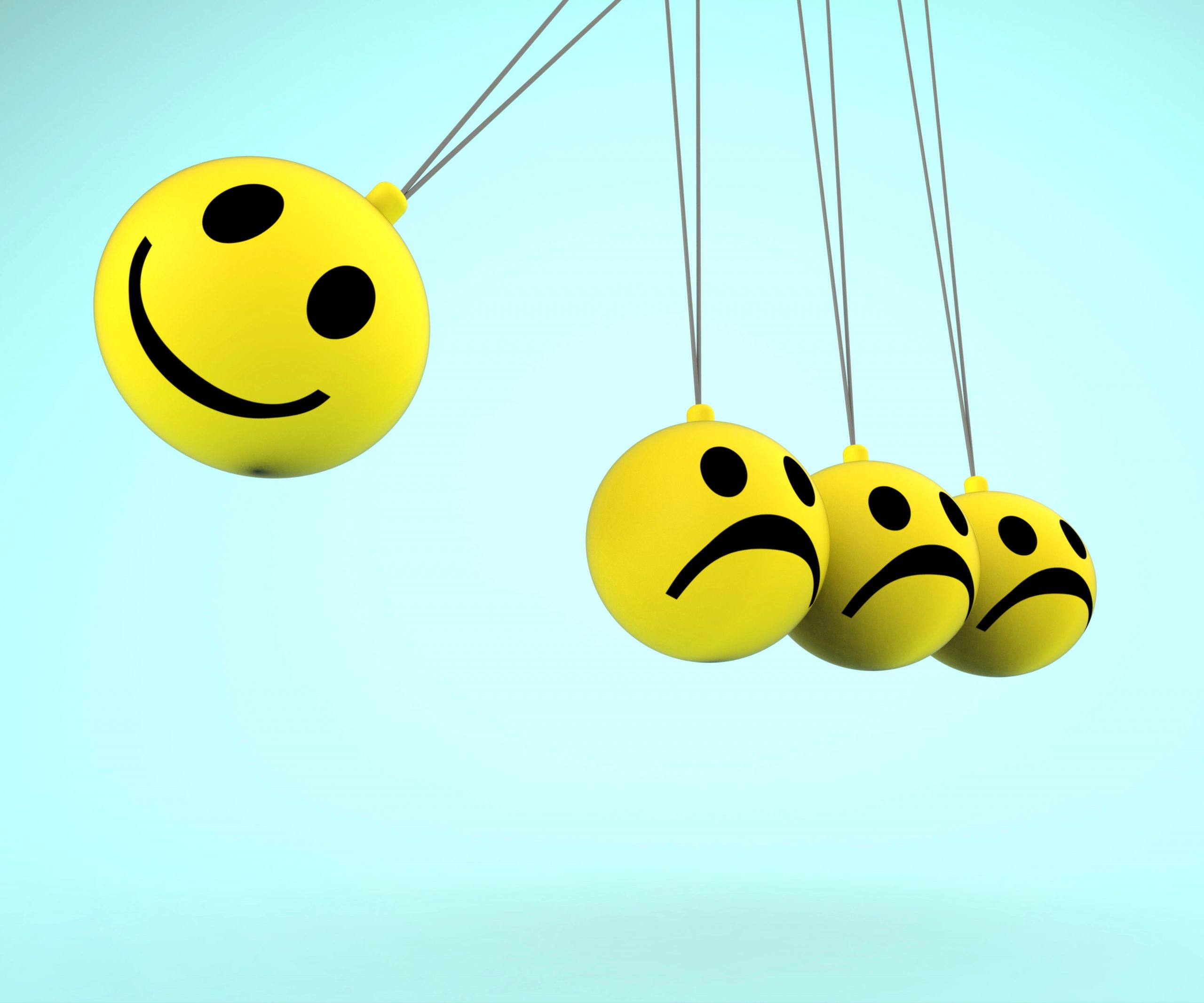 Drei negative Emojis und ein großes, lachendes Emoji. Die Kraft negativer Emotionen.